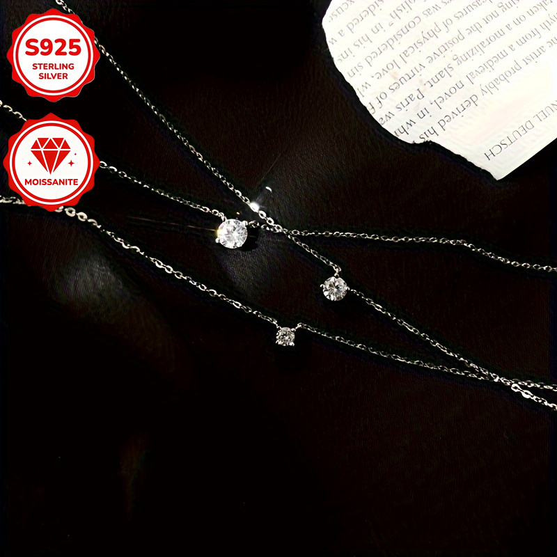 Women's 925 Sterling Silver Moissanite Pendant Necklace